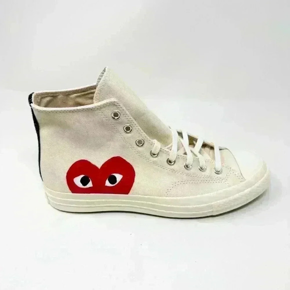 BRAND NEW IN BOX WITH TAGS COMME DES GARÇONS PLAY CONVERSE X CDG PLAY WHITE SHOE - Picture 5 of 6